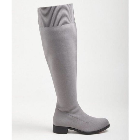 Torrid Stretch Knit Over The Knee Heel Boots Size 8.5 WW Wide Width Gray NEW - Picture 1 of 4